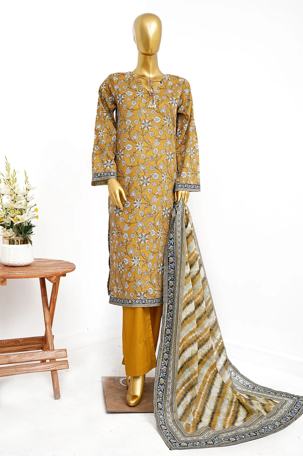 “Original Bin Saeed 3PC Embroidered Pakistani Suit (Stitched)”
