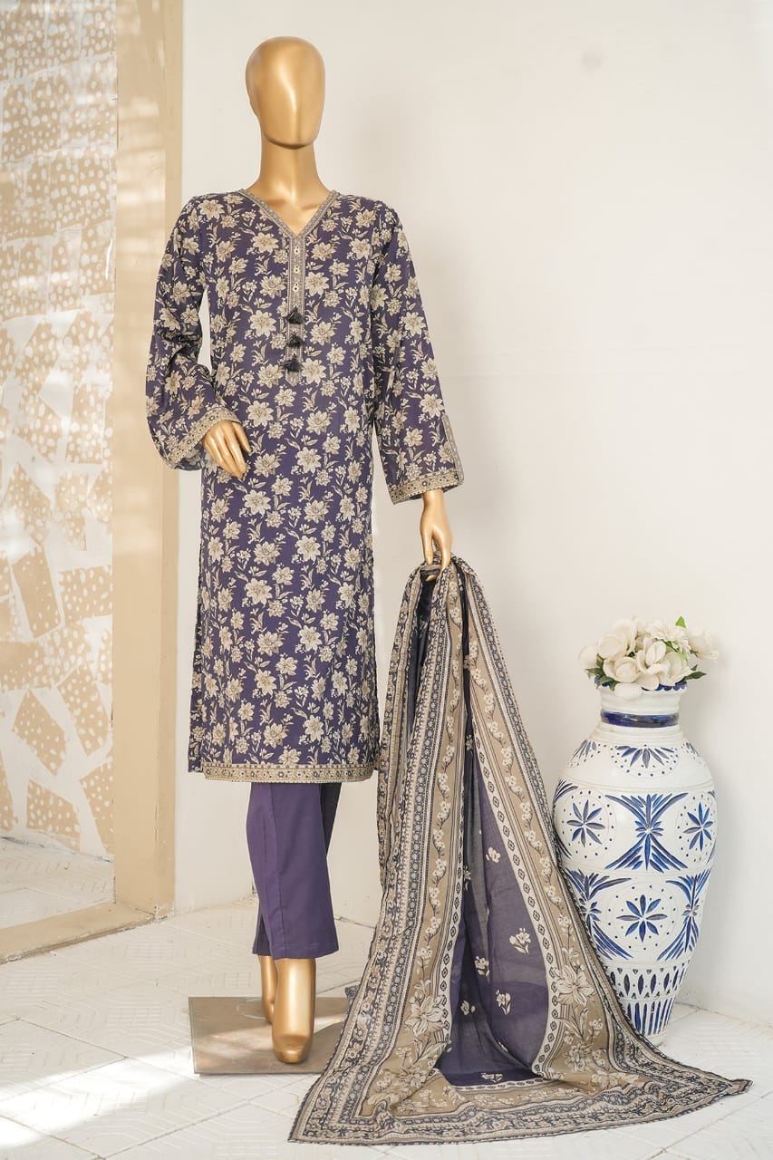 “Original Bin Saeed 3PC Embroidered Pakistani Suit (Stitched)”